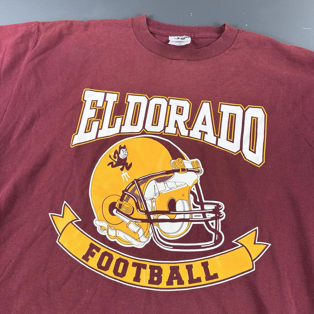 VTG El Dorado Sun Devils Football Shirt Mens XL Maroon Las Vegas Helmet Graphic